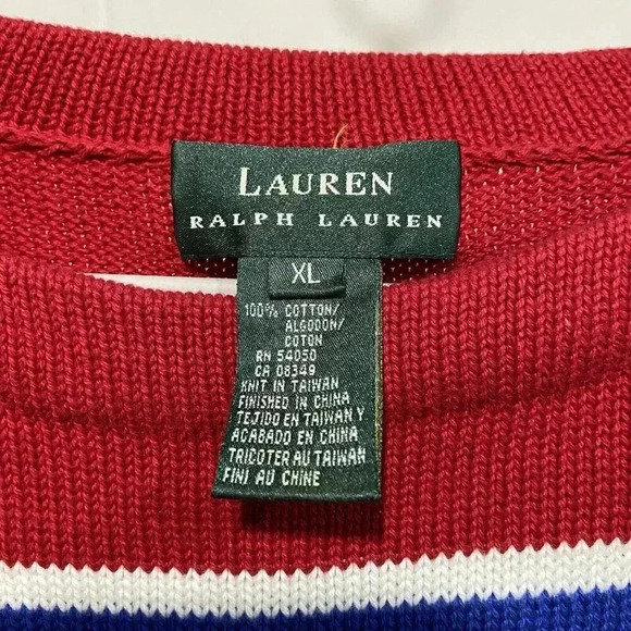 Vintage Lauren Ralph Lauren Women’s‎ Colorful Striped Sweater XLARGE Red Stripes - Picture 3 of 7
